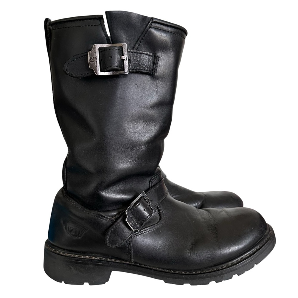 Highway 21 Black Leather Primary Engineer Motorcycle Boots Size 12